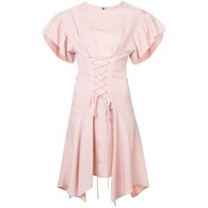 ULLA JOHNSON Otille Dress Lace up Handkerchief hem